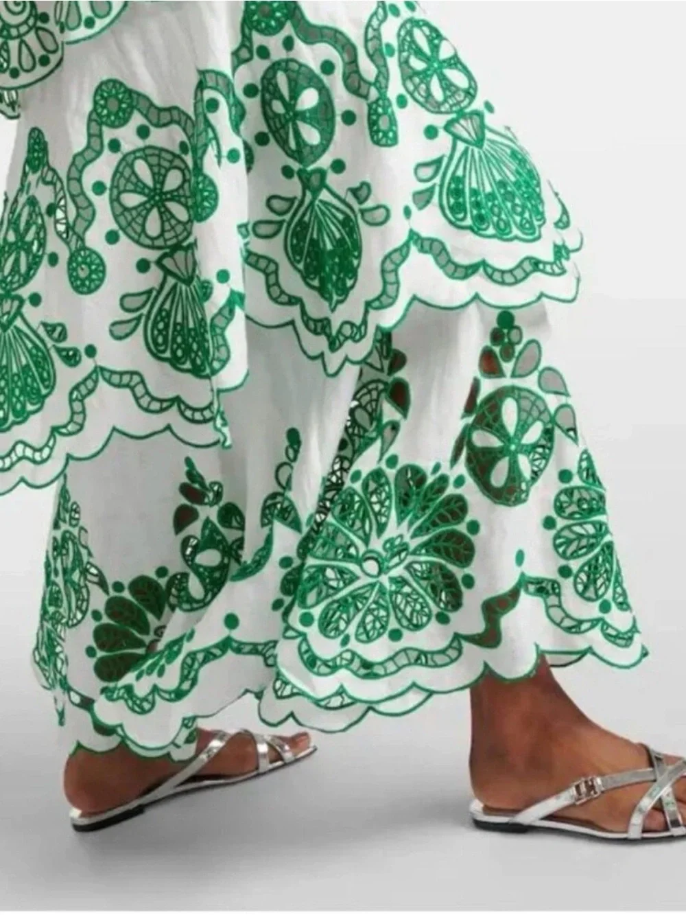 Farm Rio Flower Richelieu Eyelet Maxi Dress size large - Picture 12 of 12